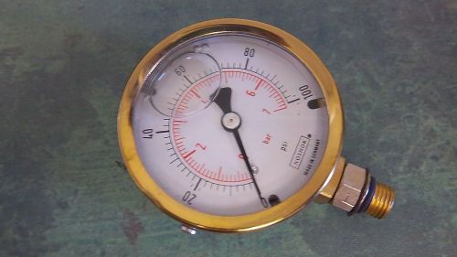 NOSHOK 100 SERIES OIL FILLED BRASS CASE 80-82 PSI PRESSURE GAUGE