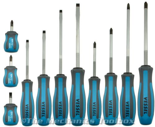 Vessel megadora 11 pc cross point &amp; flat screwdriver set - fits jis &amp; phillips for sale