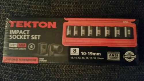 TEKTON 4795 3/8&#034; Drive Shallow Impact Socket Set  10-19mm  Metric  Cr-V  8 Socke