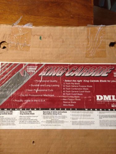 12&#034; 24 Tooth DML King Carbide Circular Saw Blade Item #70124, 5/8 Bore, 1&#034;Rd