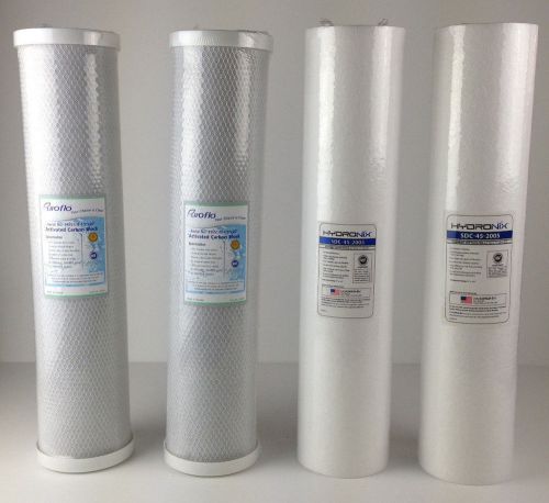 4 BIG BLUE WATER FILTER 2 SEDIMENT &amp; 2 CARBON BLOCK 4.5 X 20&#034; | NSF CERTIFIED