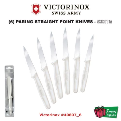 Victorinox (6) paring knives, 3 1/4 &#034; blade, white handle #vic-40807_6 for sale