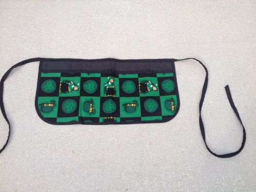 BLACK IRISH PETITE  3 POCKET WAITRESS WAIST APRON BAR RESTAURANT SERVER CAFE