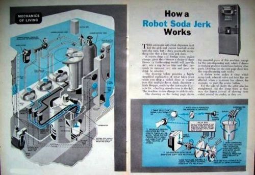 1952 How Vintage SODA Jerk VENDING MACHINE WORKS ARTCLE Drink Dispenser
