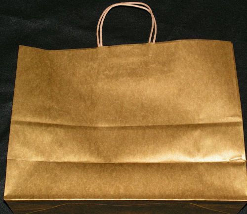 EX. LARGE KRAFT METALLIC GOLD SHOPPERS ,MERCHANDISE,~ 5 GIFT BAGS 16 x12 x 6