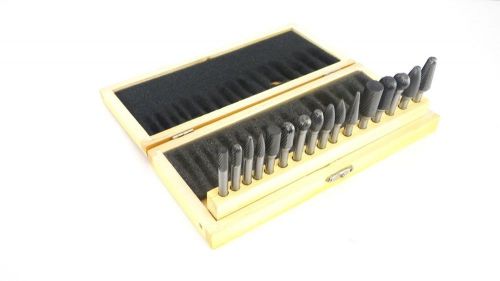 WESTWARD 16 Piece Pc 35,000 RPM 1/4&#034; Shank Single Cut Carbide Bur Set 2H