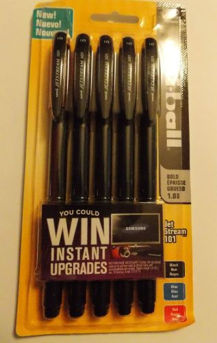 5 Uni-ball 1772525 Uni Jetstream 101 1.0mm Bold Black Blue Red Rollerball Pen