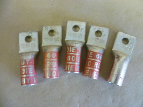 THOMAS &amp; BETTS # 60142 COMPRESSION CONNECTORS 5pcs , 3/0 AWG RUBY 3/8&#034; BOLT