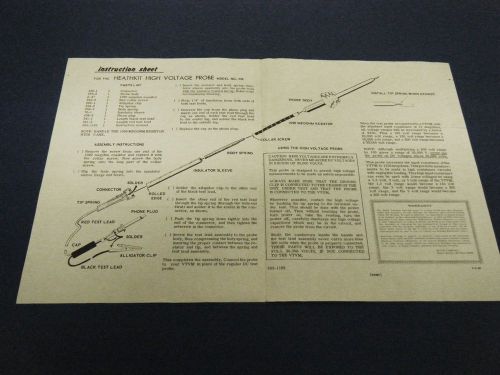 Heathkit 336 High Voltage Probe ORIGINAL Assembly &amp; Instruction Manual Operation