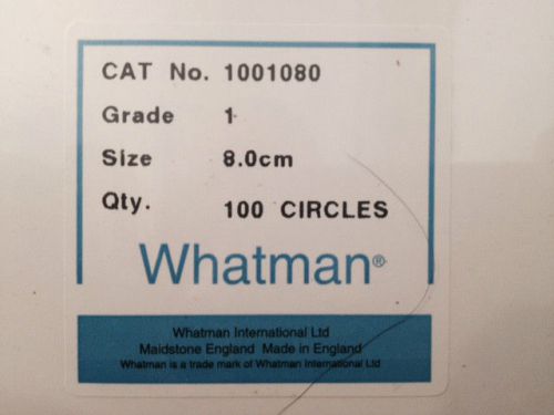 WHATMAN 1001080 Fltr Papr, 8.0cm, Grade 1,  100 Circles