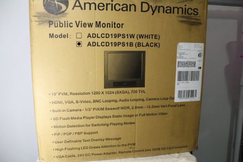 Retail $1356 BRAND NEW AMERICAN DYNAMIC PUBLIC VIEW MONITOR/CAMERA ADLCD19PS1B