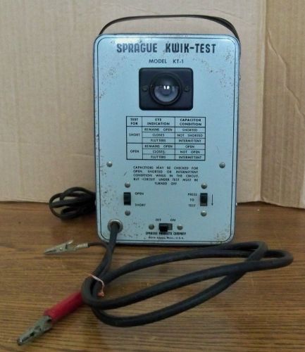 Sprague Kwik-Test Capacitor Checker  Model KT-1  w/Manual &amp; Test Leads  Working