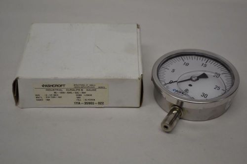 NEW ASHCROFT 35-1009-SWL-02L-30 PRESSURE 0-30PSI 3-1/2IN 3/8IN NPT GAUGE D316935