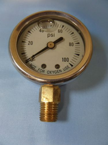 2 1/4&#034; Chrome Liquid Oil Filled Pressure Gauge 0-100 PSI 1/4&#034; NPT Bottom