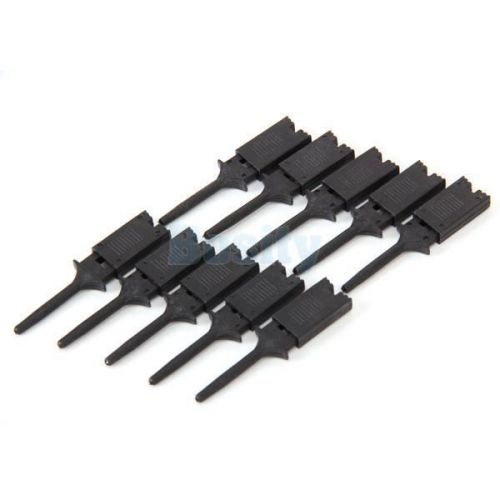 10pcs spring loaded grabber smd ic test hook probe clip for multimeter black 2&#034; for sale