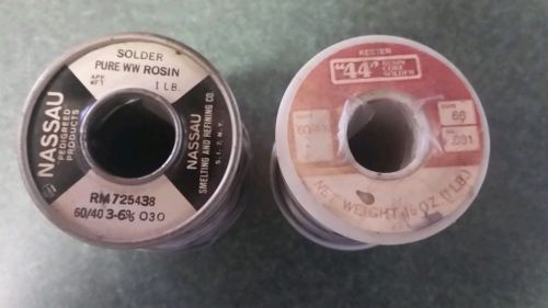 1 Roll Kester Resin Core and 1 Roll Nassau Rosin Core Solder