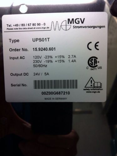 MGV DC POWER SUPPLY 24V 5A UPS01T