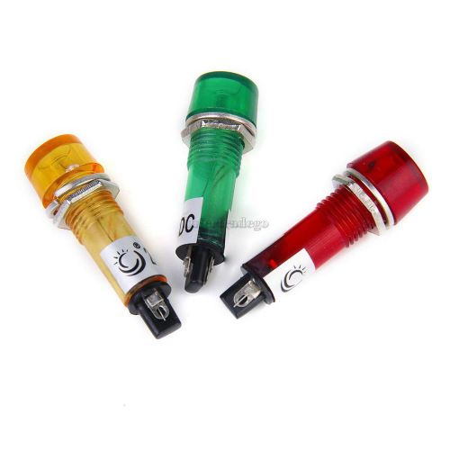 3pcs Red Yellow Green 24V AC/DC 10mm Power Signal Indicator Pilot Light Bulb