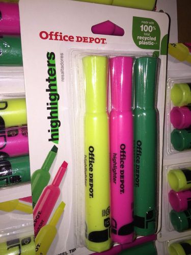 WHOLESALE Office Depot Brand Chisel-Tip Highlighter, Assorted, Pack Of 3-72 PKS