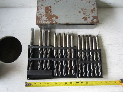 Large Drill Bit Set 15 Bits 33/64&#034; thru 3/4&#034; Various Makes Made in USA