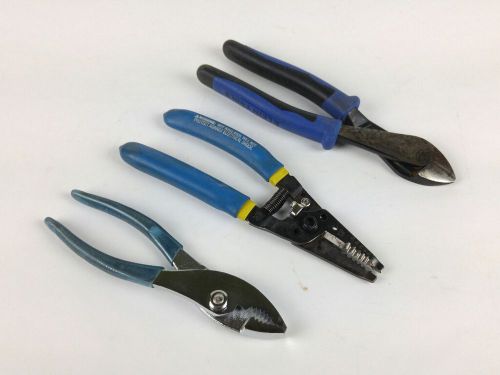 3 Klein Pliers J2000-28 Side Cutting 11055 Strippers 511-6 Slip Joint