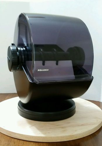 Large Executive ROLODEX Covered Rotating Base Card Holder  NSW35C Smokey