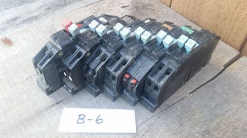 Lot of 6- Zinsco, Sylvania Challenger Tandem 15 Amp Breakers 20-15 Twin