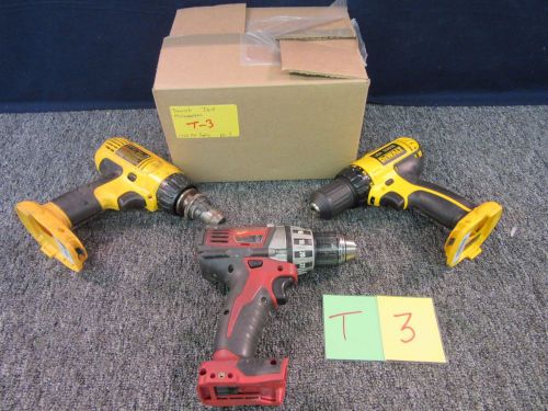 3 MILWAUKEE DEWALT CORDLESS DRILL DRIVER 18 14 12V VOLT 1/2&#034; 3/8&#034; TOOLS PARTS