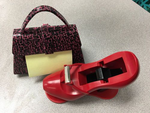 Desk Dispenser Combo - Scotch Red High Heel Tape - 3M Pink Black Purse Pop Up