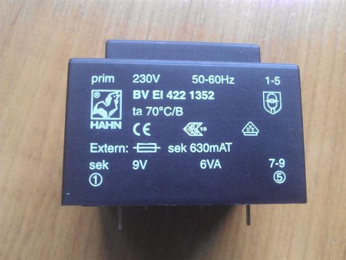 Hahn transformer prim 230v/sek 9v 6va, type: bv ei 422 1352 for sale