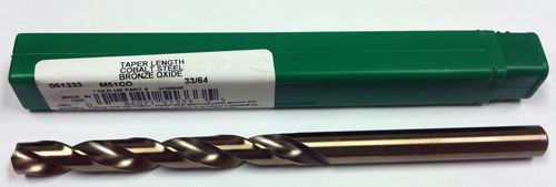 33/64&#034; COBALT TAPER LENGTH DRILL, 4-3/4&#034; LOF, 8&#034; OAL, PTD M51CO 51333