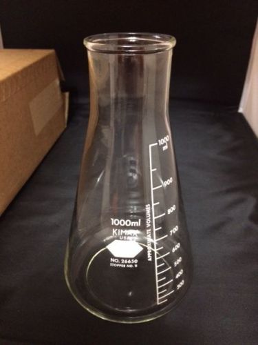 !new! pk 6 kimax glass 1000ml 1l wide mouth conical graduated flask 26650 for sale