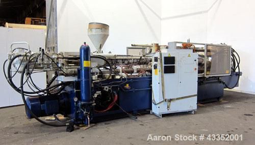 Used- krauss maffei horizontal injection molder, 250 tons, model 250-1650 b2. ap for sale