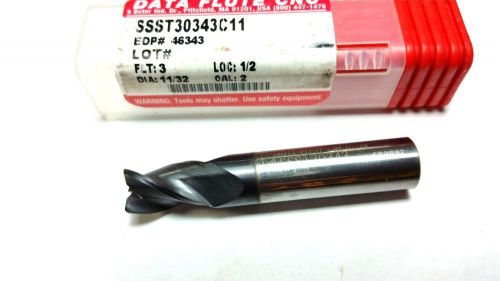 11/32&#034; data flute carbide 3 flute tialn end mill (q 215) for sale