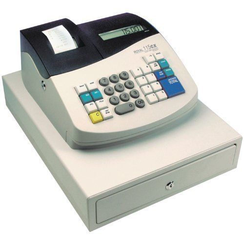New royal portable electronic cash register w/ 4 clerk ids (115cx) for sale