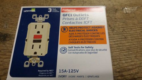 GFCI  Leviton Ivory 15A TR Tamper Resistant self test GFNT1-R3I  ( 3 INDIVIDUAL)