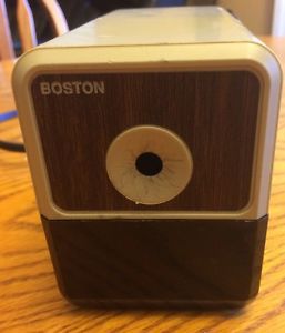 Hunt Boston Model 18 296A Electric Pencil Sharpener &#034;Wood Grain&#034; VINTAGE &amp; WORKS