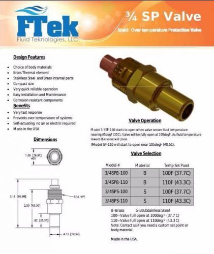 3/4&#034; Scald Protection Valve Eye Wash - Drench Shower Solar