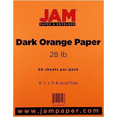 JAM Paper? 8 1/2 x 11 Paper - 28 lb Dark Orange - 50 sheets per pack