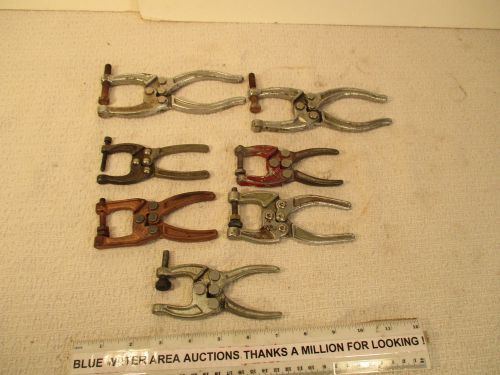 Lot (7) plier type grip c clamp s, destaco, vlier, detroit stamping, more for sale