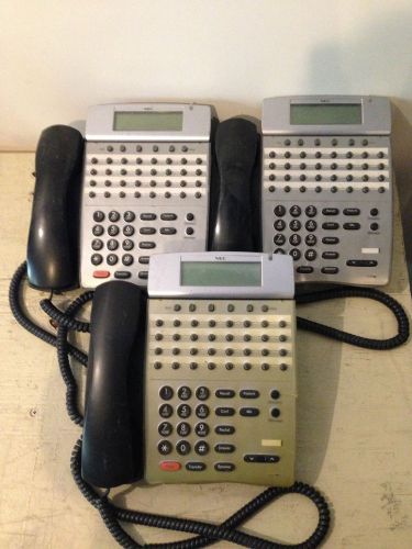 Lot of 3 nec dterm 80 black lcd phone dth-32d-1(bk)tel for sale