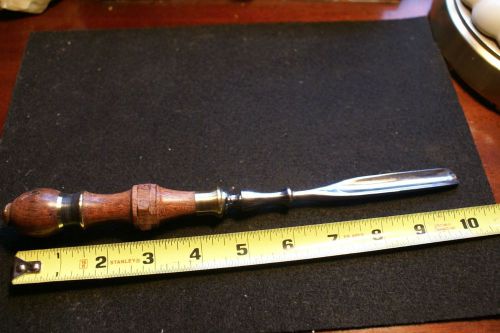 Vintage woodcarving chisel with custom made bubinga, ebony &amp; brass handle for sale