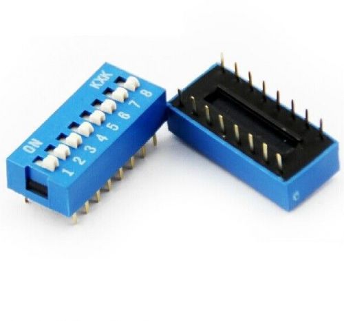 10pcs NEW 2.54mm Blue Pitch 8-Bit 8 Positions Ways Slide Type DIP Switch