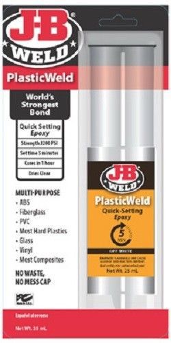 JB Weld, 25 ML, Plastic Weld Quick Setting Epoxy, Multi Purpose ABS