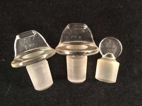 Lot of 3 size 19 kimax/pyrex lab glass stoppers for sale