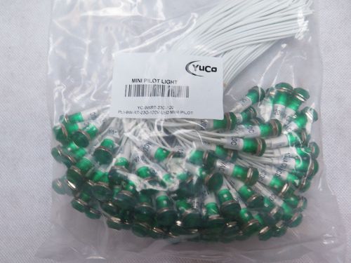 LOT 100 YC-9WRT-23G-120 9MM LED INDICATOR MINIATURE PILOT LIGHT GREEN 120V AC/DC