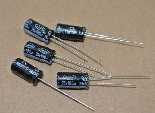 10pcs 100uF 25V Electrolytic Capacitor Long Life 105degC LS