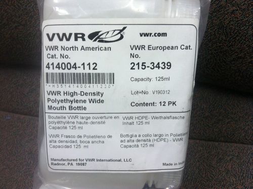 NEW VWR 414004-112 HIGH DENSITY POLYETHYLENE WIDE MOUTH BOTTLE 125ML 12 PACK