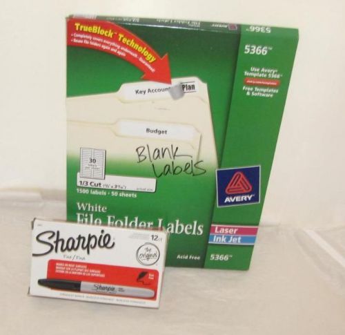 Avery labels, file foler #5366 acid free true block, laser inkjet white 1500 new for sale