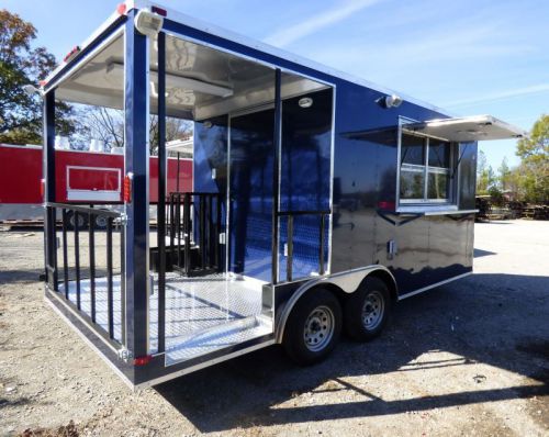 Concession Trailer Indigo Blue 8.5 X 17 BBQ Smoker Event Catering